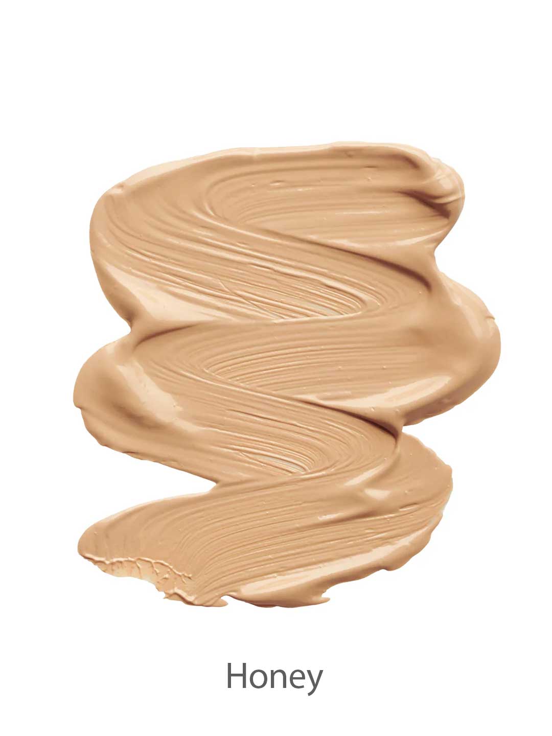 A smooth, thick swatch of light beige INIKA Organic Liquid Foundation 30ml in shade Honey displayed on a white background.