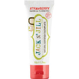 Tube of Jack N' Jill strawberry-flavored toothpaste on a white background