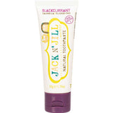 Tube of Jack n Jill Natural Certified Toothpaste Blackcurrant on a white background