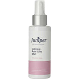 A white spray bottle with a pink accent, Juniper Calming Rose-Otto Mist 125ml is formulated with organic Rose Otto to soothe sensitive skin and provide calming skincare benefits.
