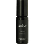 A small black bottle labeled Juniper Anxius Aromatherapy Pulse Point Anxius 10ml, with a black cap, contains an organic essential oil blend for anxiety calming, shown against a plain white background.