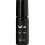 A black 10ml Juniper Deprimere Aromatherapy Pulse Point bottle with an essential oil blend for mood support stands upright on a white background.