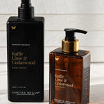 Vanessa Megan Kaffir Lime and Cedarwood Body Wash bottles