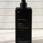 Vanessa Megan Kaffir Lime and Cedarwood Body Wash pump bottle