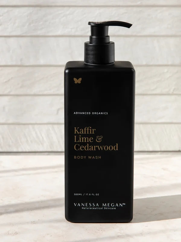 Vanessa Megan Kaffir Lime and Cedarwood Body Wash pump bottle