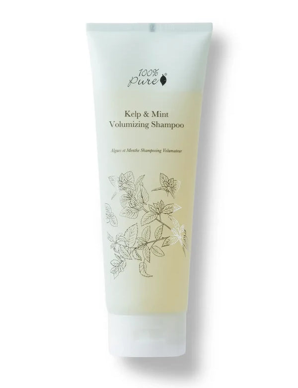 100% Pure Kelp & Mint Volumising Shampoo — official front packaging image