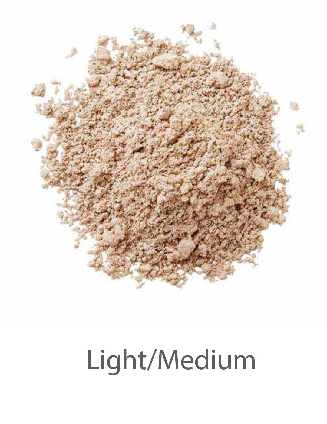 LAMAV Anti Ageing Mineral Foundation SPF 15 (8g) in a loose, beige Light/Medium shade sits on a white background, offering anti-ageing benefits.