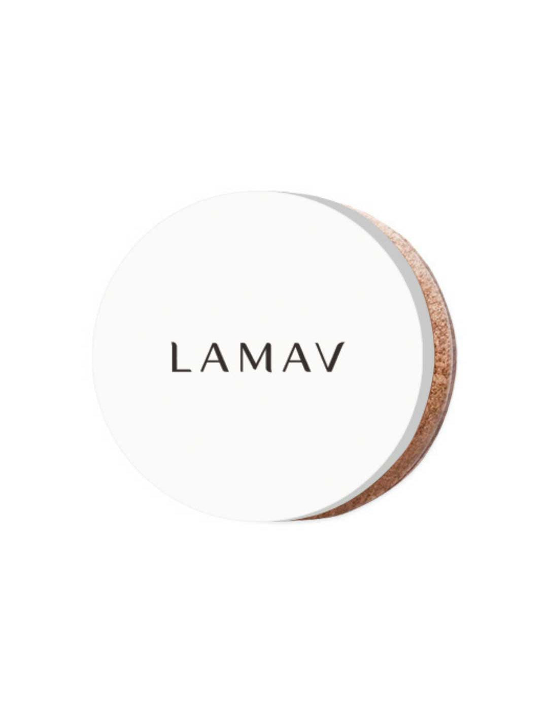 A round white container labeled LAMAV displays a hint of bronze LAMAV Anti Ageing Mineral Foundation SPF 15 (8g) along the side.