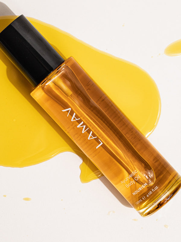 Golden oil of LAMAV Ayurvedic Body Oil Nourish