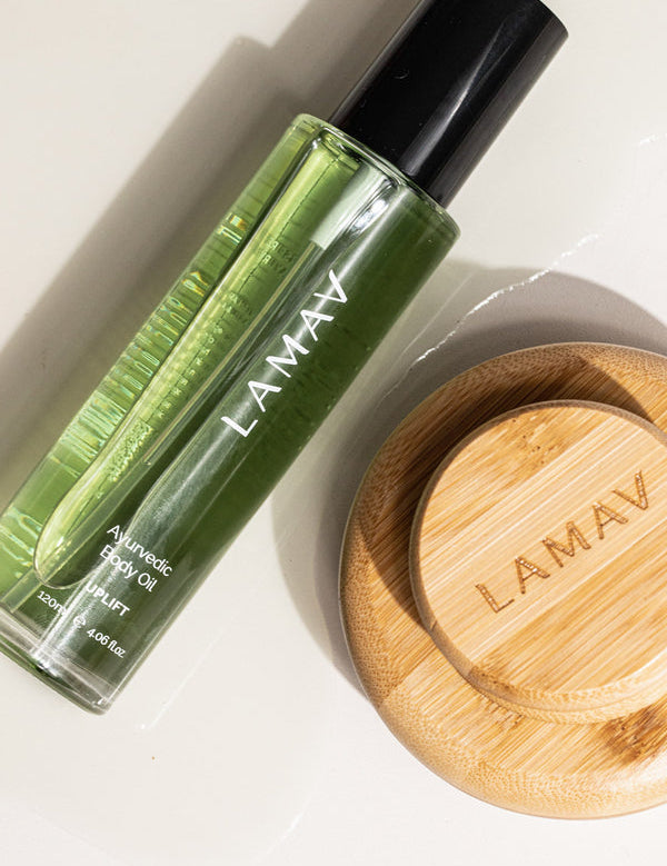 LAMAV Ayurvedic Body Oil Uplift close up