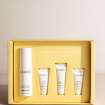 The LAMAV Brightening Skin Discovery Pack (4 Pack) includes Sweet Orange Balancing Cleanser, Daily Vitamin C Serum, Omega-3 Advanced Night Cream, and Bio-Active Day Cream for radiant skin.