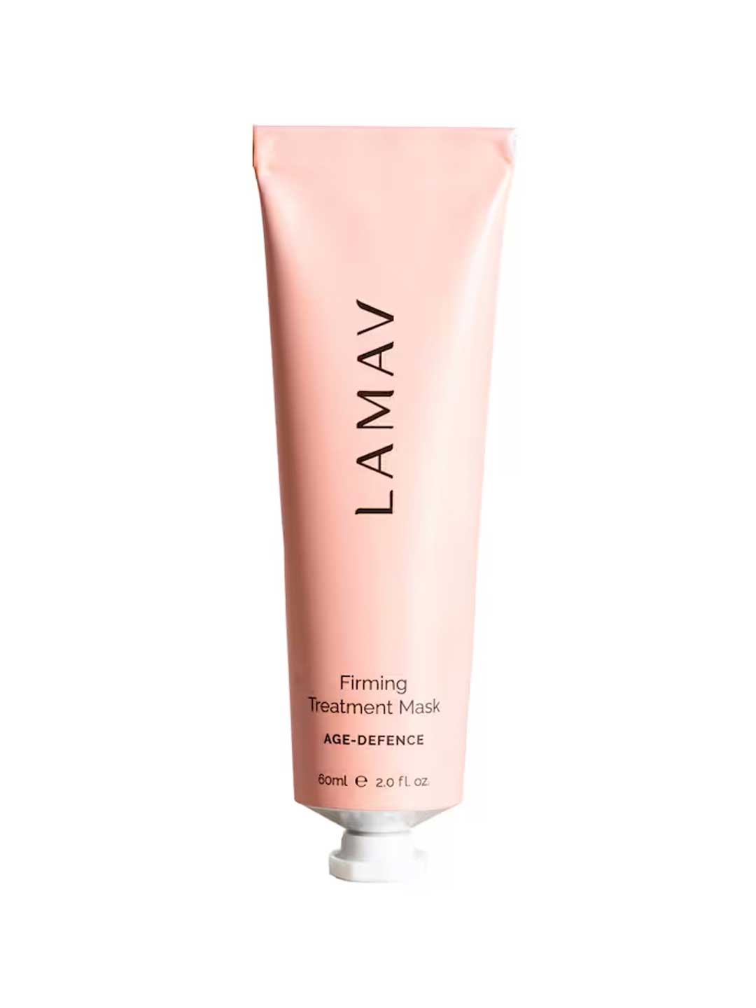 LAMAV Firming Treatment Mask 60ml comes in a pink tube labeled AGE-DEFENCE. This bio-active skincare product targets wrinkles and firms skin for an effective age-defence treatment.