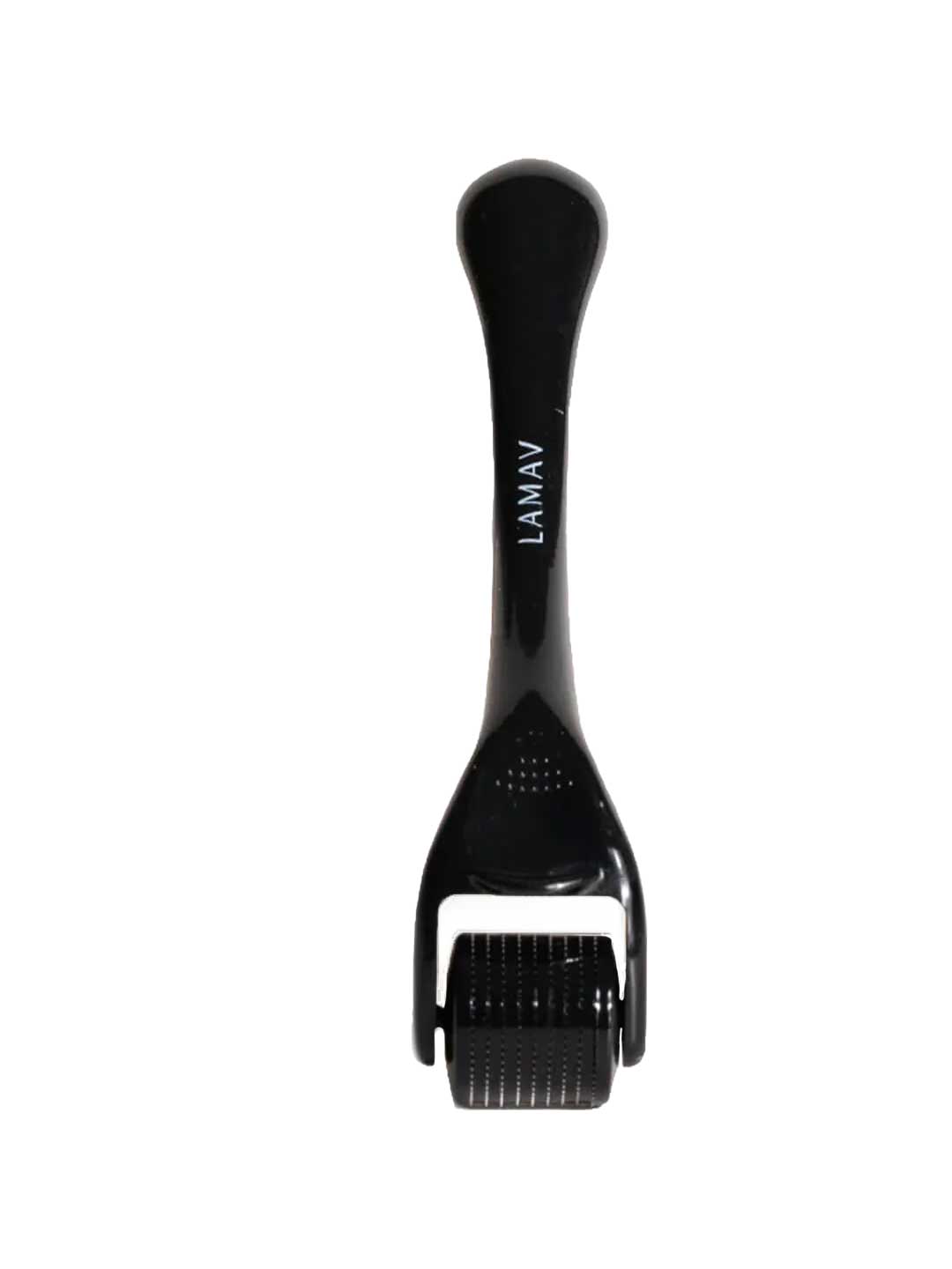 The LAMAV Micro Dermal Roller is a black 0.3mm facial tool with fine needles and LAMAV branding, shown on a white background. It helps boost skincare absorption for better results.
