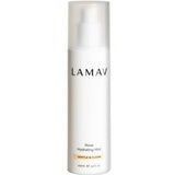A white bottle of LAMAV Rose Hydrating Mist 100ml with a translucent cap. The gentle, clean formula is infused with Kakadu Plum to hydrate skin. The label lists the size as 100ml (3.4 fl oz).