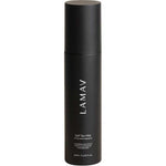 A black cylindrical bottle of LAMAV Self Tan Mist With Bio-Active Magnesium 150ml featuring white text and natural DHA stands upright against a plain white background.