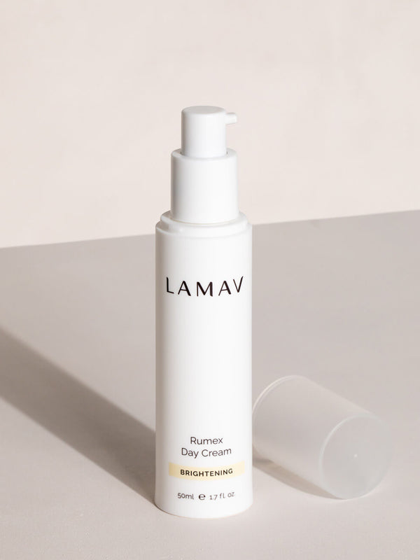 LAMAV Rumex Day Cream bottle on a neutral background