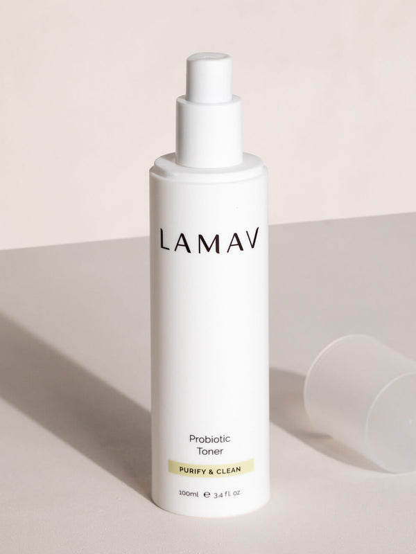 LAMAV Probiotic Toner bottle on a neutral background