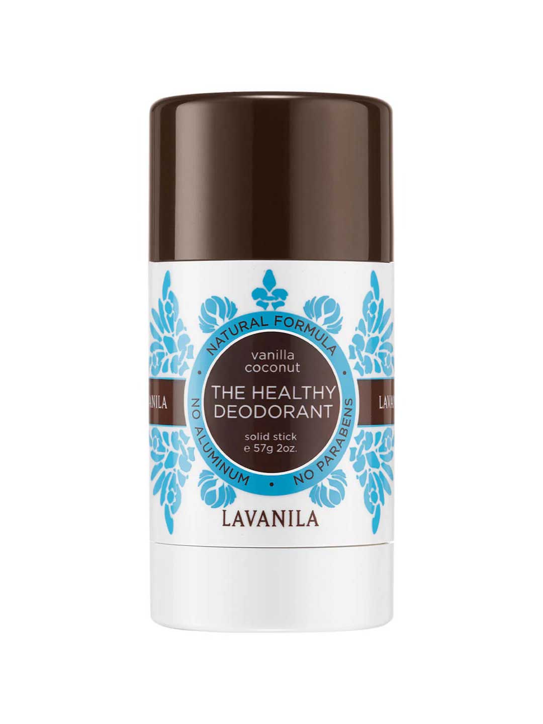 Lavanila The Healthy Deodorant stick with brown cap and white label on a white background
