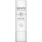 A white tube of Lavera Lip Balm Sheer 4.5g with a natural pink tint, featuring a pink droplet icon and “BIO organic” on the packaging.