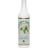A white spray bottle labeled Lemon Myrtle Fragrances Air Freshener 250ml features an illustration of lemon myrtle leaves and flowers.