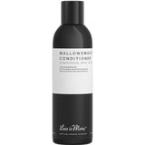 The Less is More Mallowsmooth Conditioner 200ml comes in a black bottle with a white label and black text. This vegan conditioner features a minimalist design, black cap, and provides smooth moisture without sulphates.