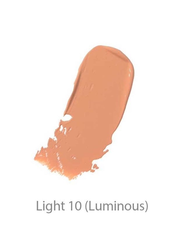Peach-toned swatch of 100% Pure BB Cream in Light 10 Luminous, with the shade name displayed below.