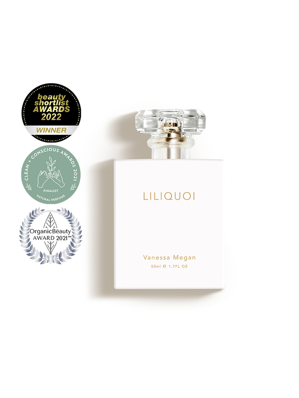 Vanessa Megan Liliquoi Natural Perfume with its award badges