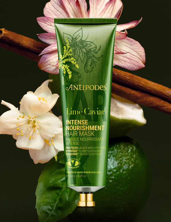 Antipodes Lime Caviar Intense Nourishment Hair Mask with fresh botanicals