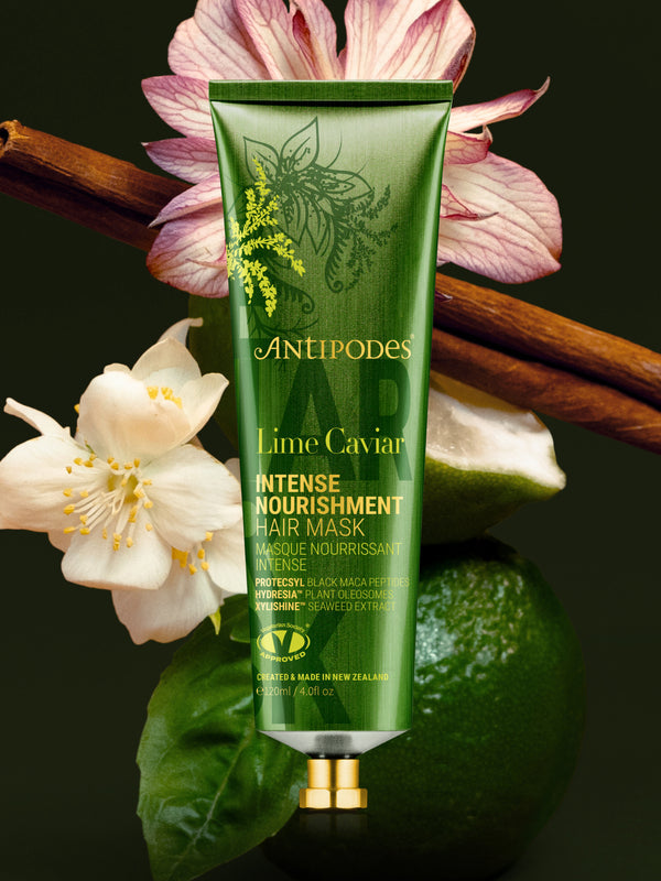 Antipodes Lime Caviar Intense Nourishment Hair Mask with fresh botanicals