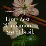 Lime zest, cinnamon and sweet basil fragrance panel for Antipodes Lime Caviar Hair Mask