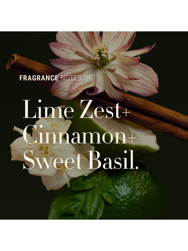 Lime zest, cinnamon and sweet basil fragrance panel for Antipodes Lime Caviar Hair Mask
