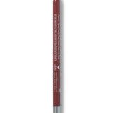 A muted brown 100% Pure lip liner stands upright with its rounded brown tip exposed. Small pale lettering runs down the back of the barrel above a silver-coloured base.