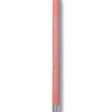 A pale pink 100% Pure lip liner stands upright with its rounded pink tip exposed. Small pale text runs down the back of the barrel, and a silver-coloured band finishes the base.