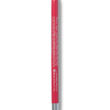 A coral-red 100% Pure lip liner stands upright with its rounded tip exposed. Small pale lettering covers the back of the barrel above a silver-coloured base.