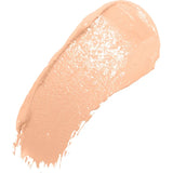 A diagonal swatch of Crème Long Last Concealer in pale peach beige, with a creamy sheen and a thick rounded end tapering into fine streaks.