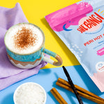 She BANG! Peri Hot Choccy pouch with a prepared chocolate drink and ingredients