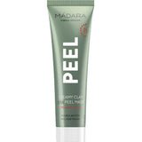 A green tube labeled Madara Peel Creamy Clay 7% AHA Clay Mask 60ml, an exfoliating and pore-refining peel mask, sits against a white background.