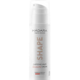 Madara Shape Caffeine-Maté Cellulite Cream 250ml comes in a white pump bottle with minimalist branding—an organic body care essential designed to promote smoother-looking skin.