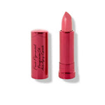 100% Pure Fruit Pigmented® Pomegranate Oil Moisturising Lipstick (4.5g), in Magnolia—a bright bubblegum-coral—comes in a shiny red tube with cursive script, shown open with the cap beside it; delivers bold color and moisturising comfort.