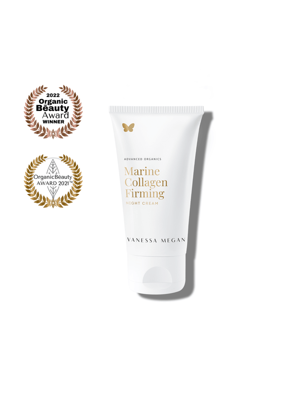 Vanessa Megan Marine Collagen Firming Night Cream with its award laurels