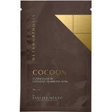 A brown packet labeled Metamorphosis Cocoon Extracellular Coconut Membrane Mask 3-Pack by Vanessa Megan, with gold accents and a minimalist design—ideal for mature skin seeking amino acid benefits.