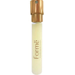 A clear 10ml glass bottle of Metamorphosis Formë Aromatherapeutic Perfume Refill with a gold cap, filled with light yellow liquid. The alcohol-free fragrance is labeled "Formë" and shown against a white background.