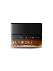 Metamorphosis Luminous Bakuchiol Cell Renewal Balm 50ml, a retinol alternative ideal for menopausal skin, is shown with a black lid and amber base on a white background.