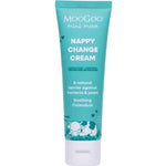A teal tube of MooGoo Mini Moo Baby Nappy Change Cream 75g features white text and two cartoon cows, highlighting calendula’s soothing benefits as an effective and gentle nappy rash cream for babies.