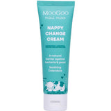 A teal tube of MooGoo Mini Moo Baby Nappy Change Cream 75g features white text and two cartoon cows, highlighting calendula’s soothing benefits as an effective and gentle nappy rash cream for babies.