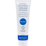 MooGoo Double Cream with Ceramides 120g is an ultra-hydrating moisturizer for very dry, sensitive skin, featuring a white tube with blue accents and a dermatologically tested logo.