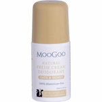 Moogoo natural fresh cream deodorant bottle on a white background