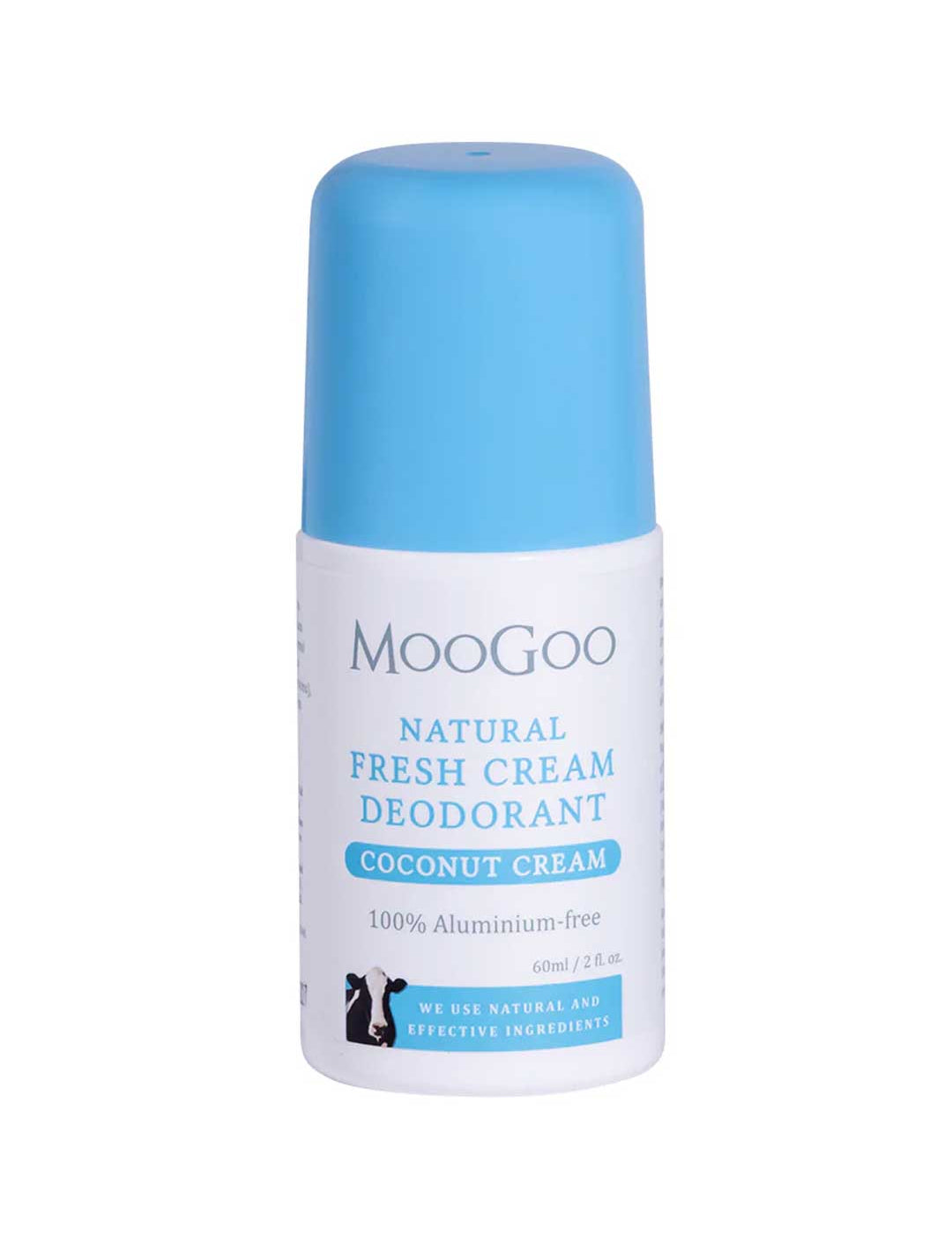 MooGoo natural fresh cream deodorant bottle on a white background