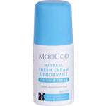 MooGoo natural fresh cream deodorant bottle on a white background