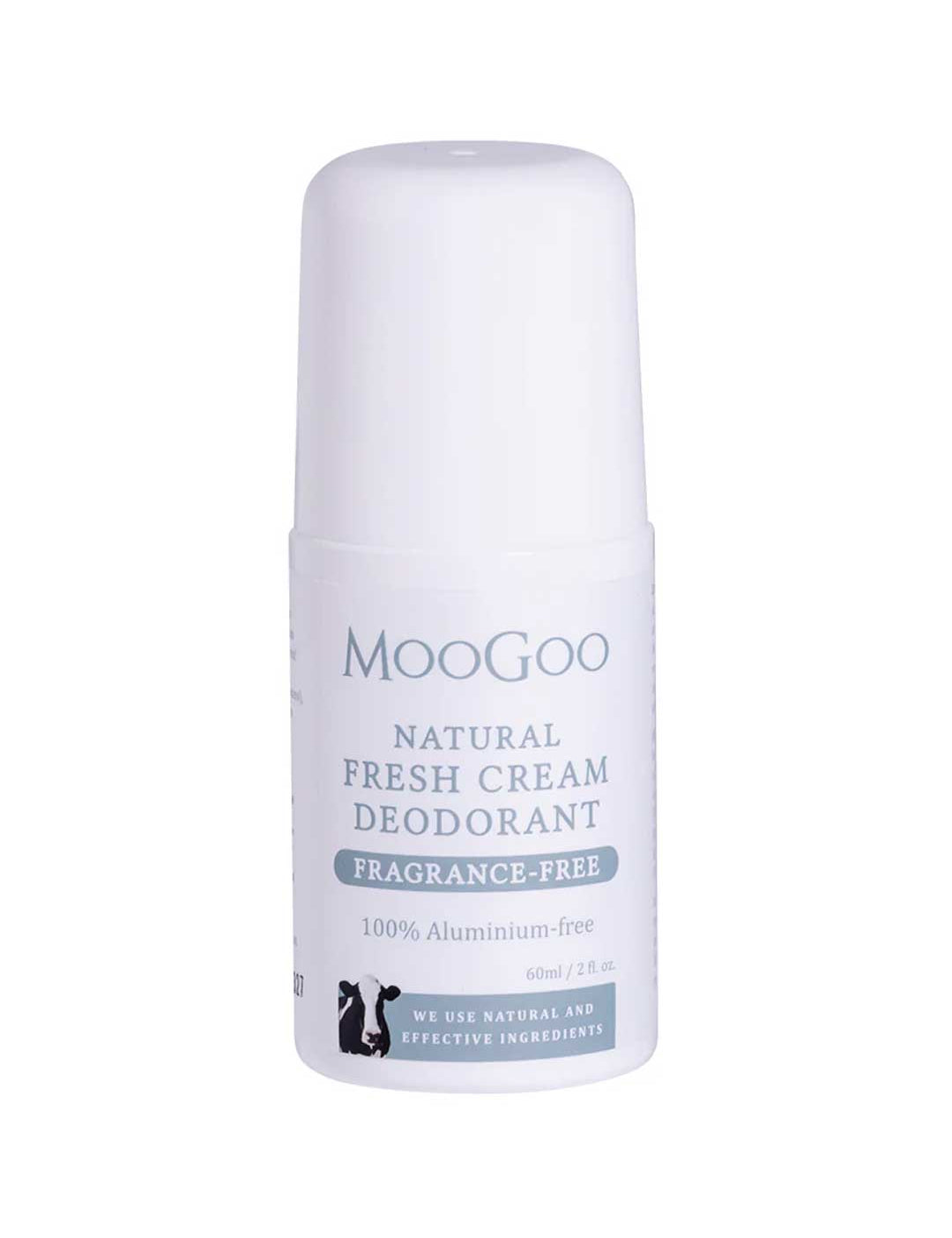 Moogoo natural fresh cream deodorant on a white background
